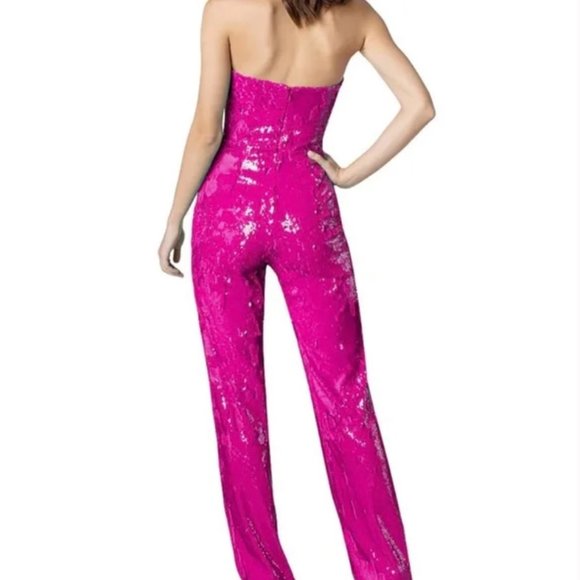 Dress the Population Andy Sequin Strapless Jumpsuit - Hot Pink - XS - Picture 5 of 12
